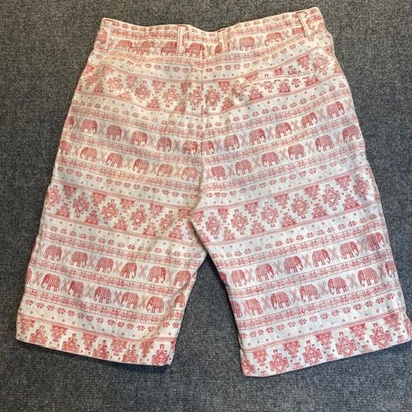 Vintage Caffeine Brand Elephant Geometric Red White Print Shorts Mens 34 Waist - Picture 5 of 8
